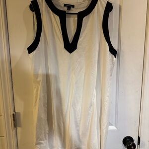 Lands' End White and navy Sleeveless dress
